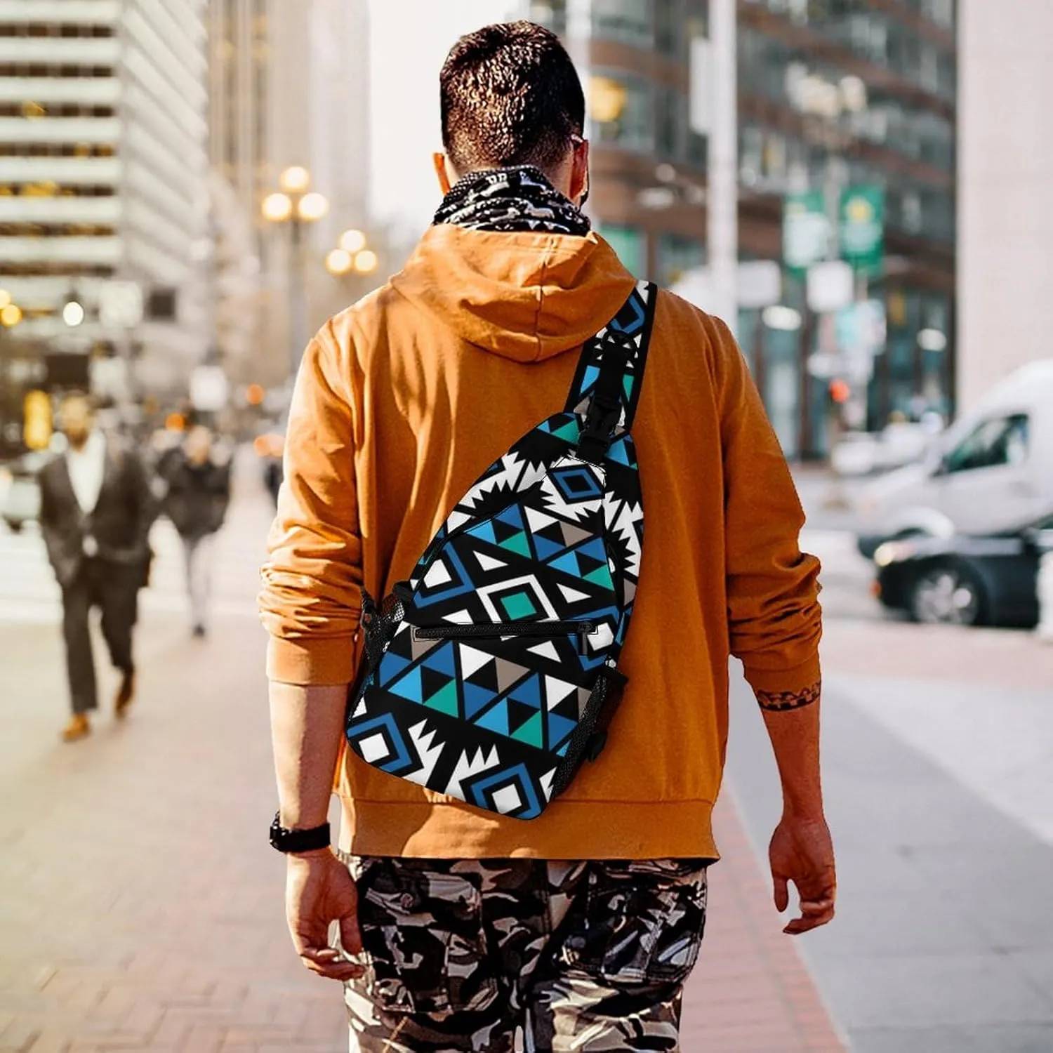 Chest Cross Body Bag Compatible with Tribal Ethnic Aztec Native American Decor Sling Shoulder Backpack for Women, Adjustable and Comfortable Gym Sack, Anti Theft Cycling Traveling Hiking Daypack
