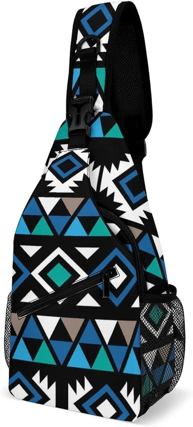 Chest Cross Body Bag Compatible with Tribal Ethnic Aztec Native American Decor Sling Shoulder Backpack for Women, Adjustable and Comfortable Gym Sack, Anti Theft Cycling Traveling Hiking Daypack