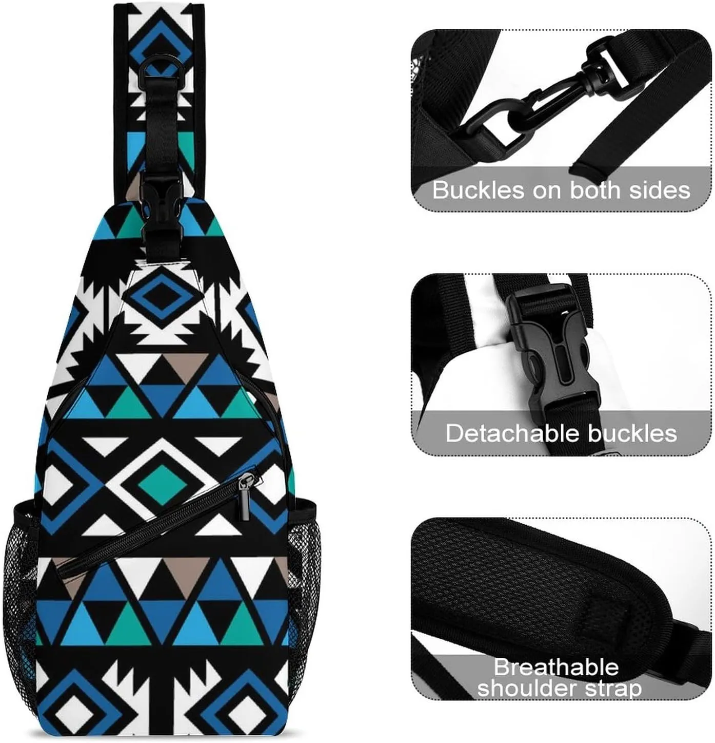 Chest Cross Body Bag Compatible with Tribal Ethnic Aztec Native American Decor Sling Shoulder Backpack for Women, Adjustable and Comfortable Gym Sack, Anti Theft Cycling Traveling Hiking Daypack