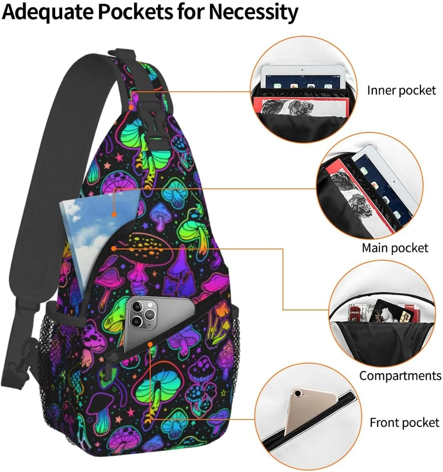 Chest Sling Bag Crossbody Shoulder Backpack Bag Gym Cycling Travel Hiking Daypack Cross Bag