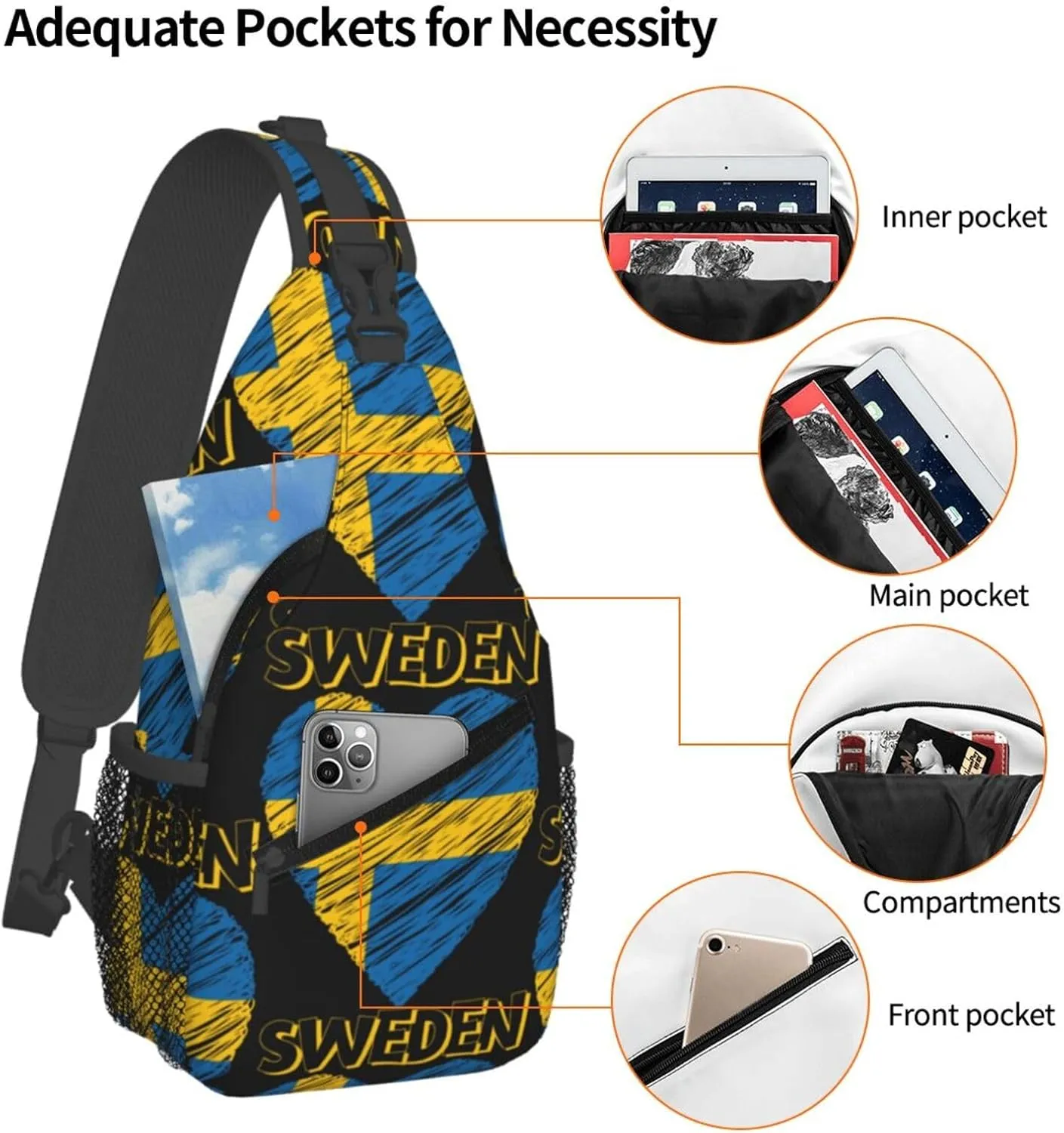 Chest Sling Bag Crossbody Shoulder Backpack Bag Gym Cycling Travel Hiking Daypack Cross Bag