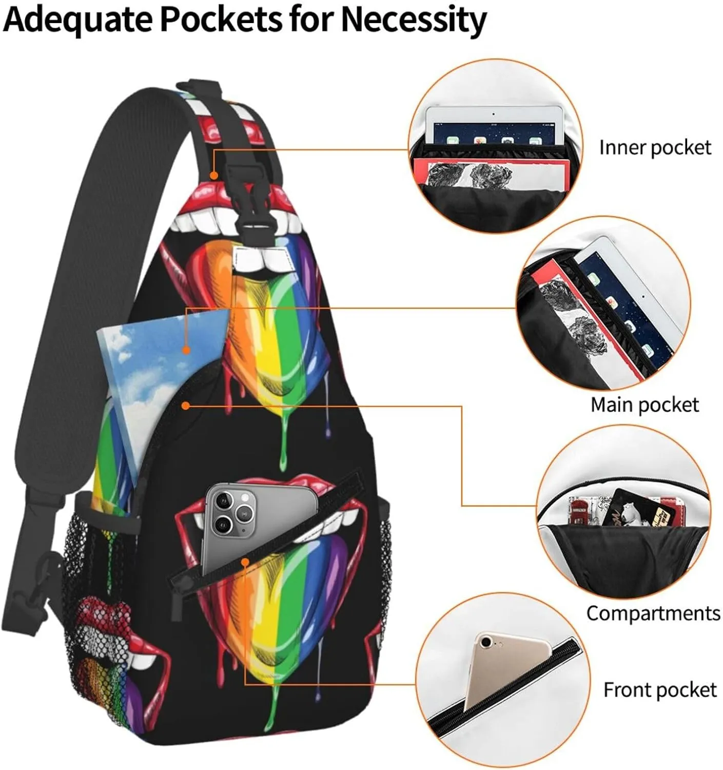 Chest Sling Bag Crossbody Shoulder Backpack Bag Gym Cycling Travel Hiking Daypack Cross Bag