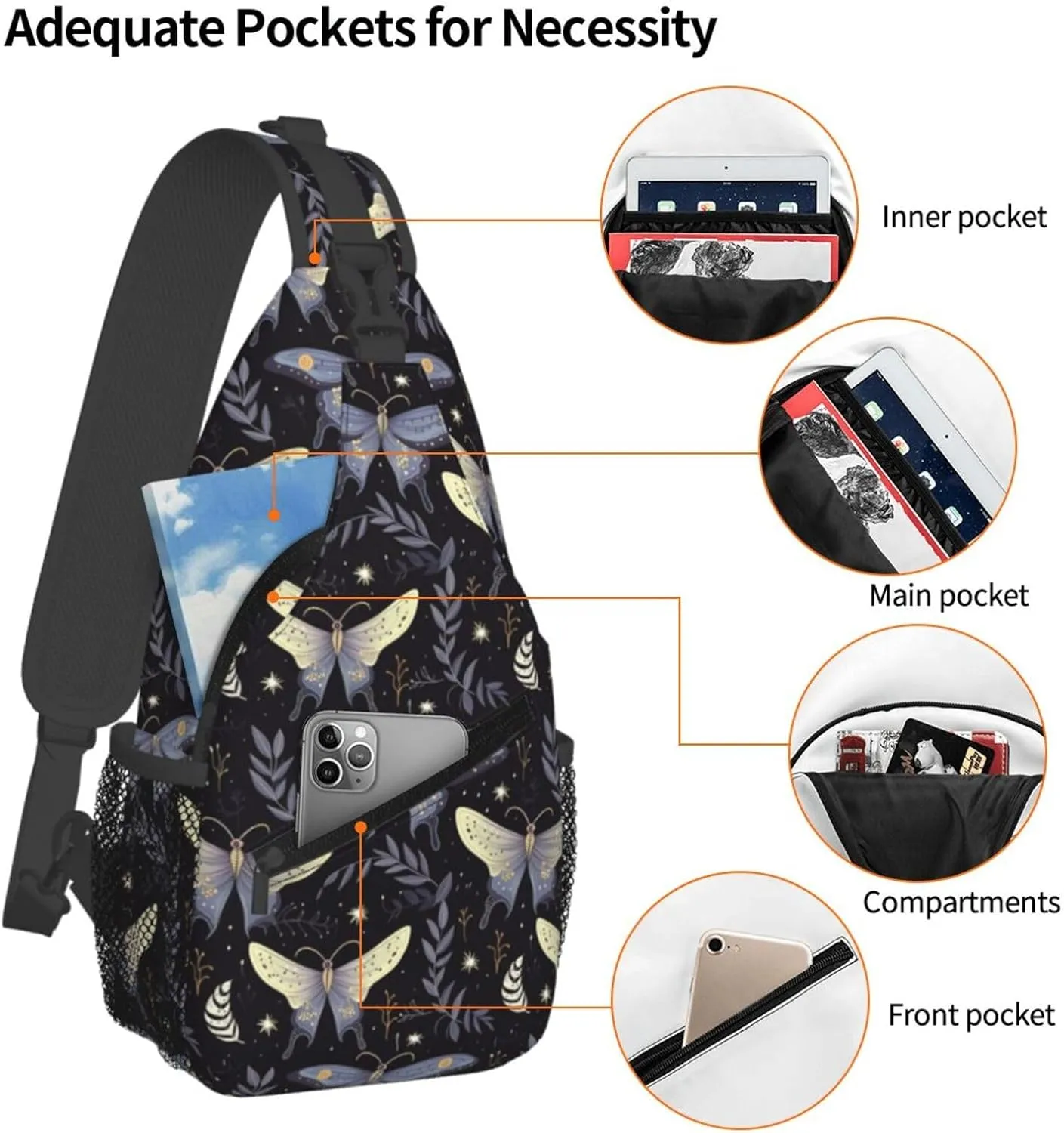 Chest Sling Bag Crossbody Shoulder Backpack Bag Gym Cycling Travel Hiking Daypack Cross Bag