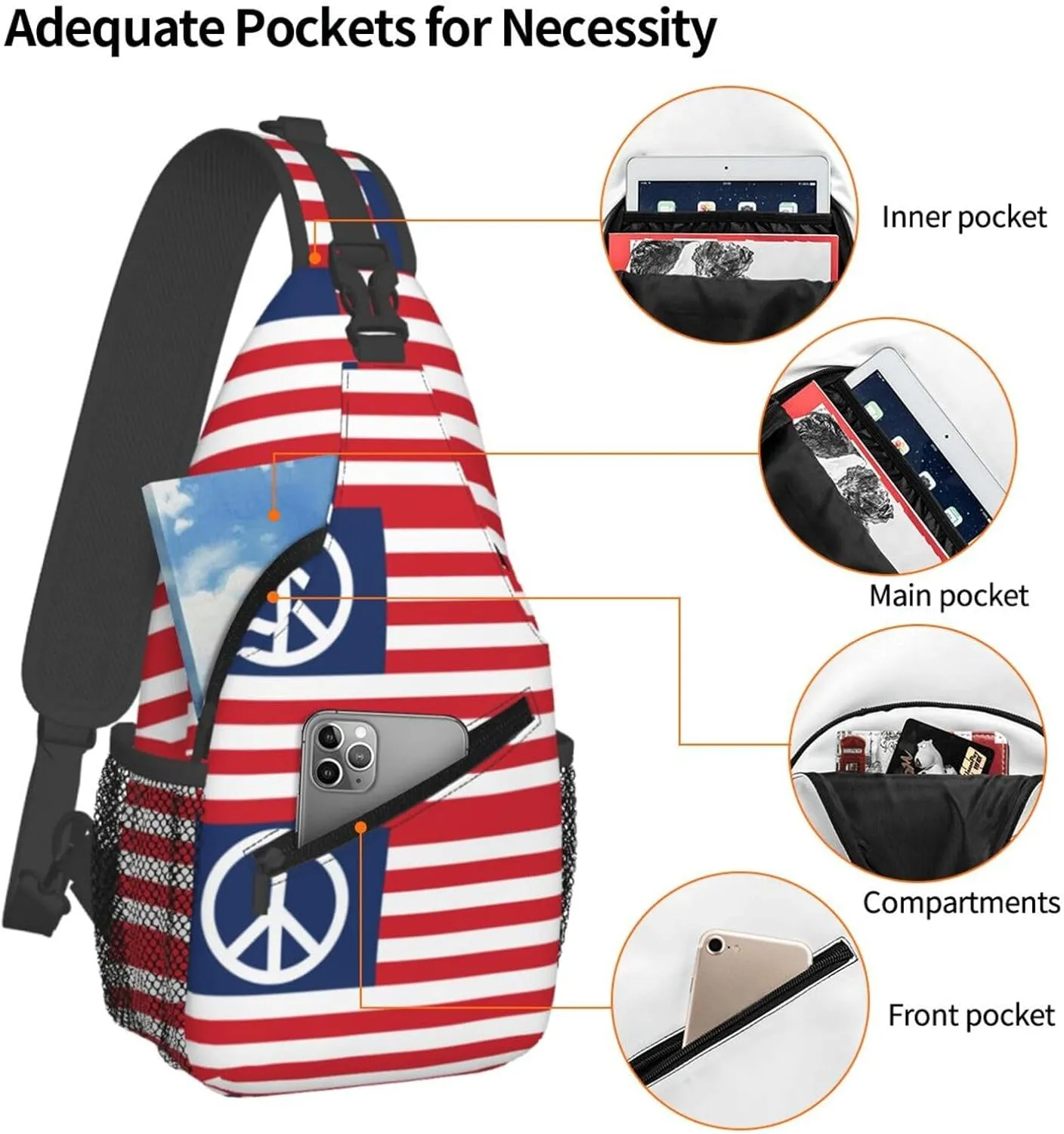 Chest Sling Bag Crossbody Shoulder Backpack Bag Gym Cycling Travel Hiking Daypack Cross Bag