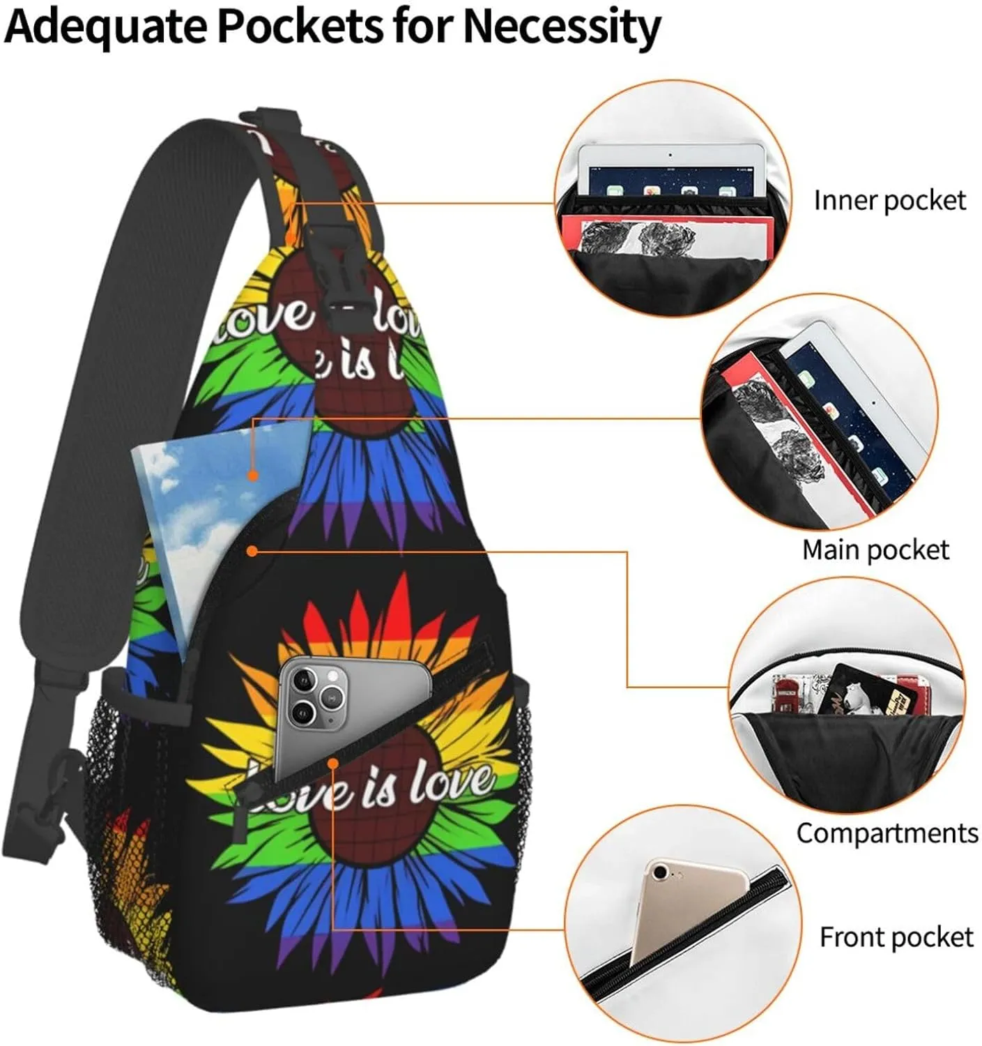Chest Sling Bag Crossbody Shoulder Backpack Bag Gym Cycling Travel Hiking Daypack Cross Bag