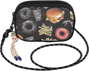 Chicken Burger Donut Crossbody Bags for Women Cell Phone Purses Women's Shoulder Handbag Wallet Purse with Rope Pendant
