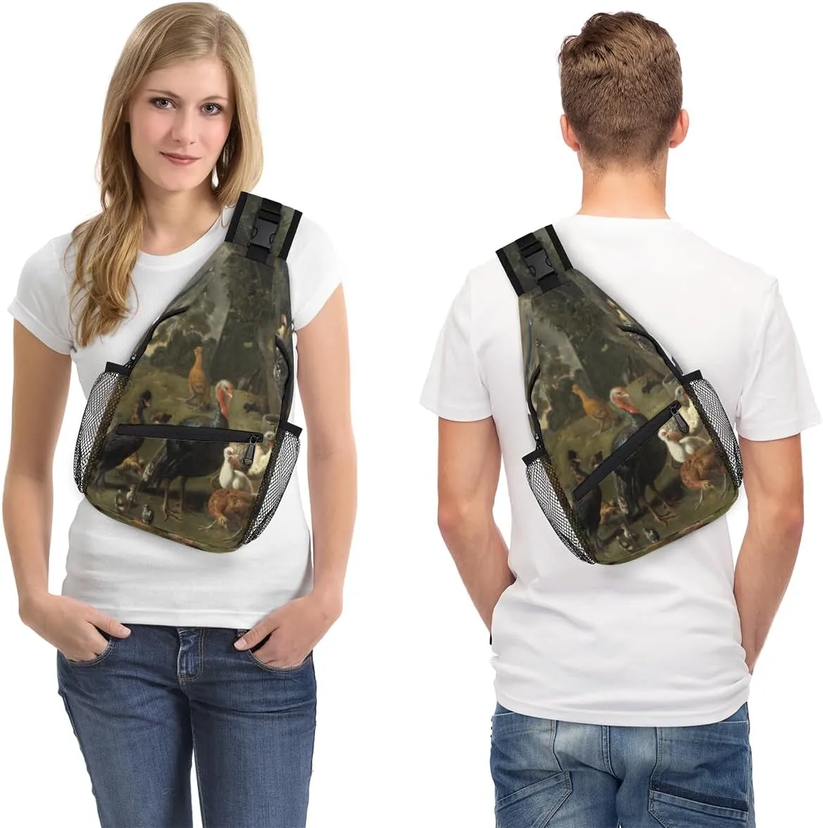 Chicken Duck Bird Sling Bag for Women Men Crossbody Sling Backpack Shoulder Bag Chest Bag Daypack for Travel Hiking Outdoor