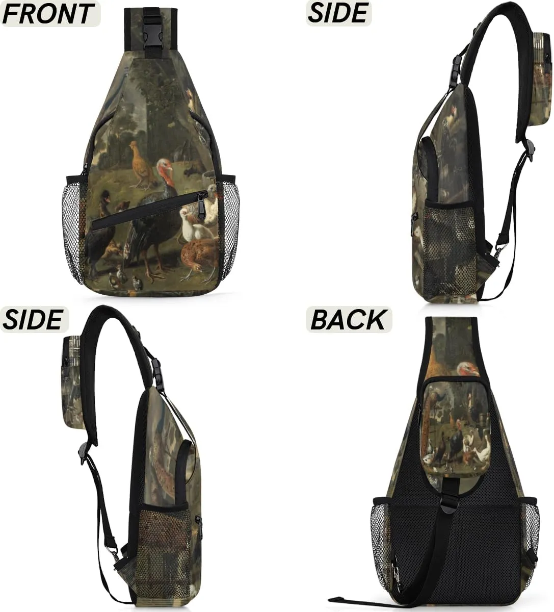 Chicken Duck Bird Sling Bag for Women Men Crossbody Sling Backpack Shoulder Bag Chest Bag Daypack for Travel Hiking Outdoor