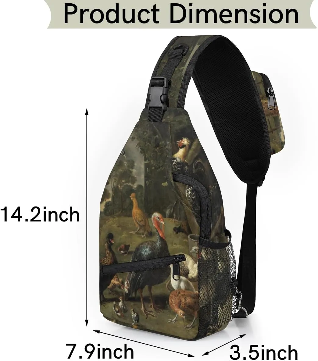 Chicken Duck Bird Sling Bag for Women Men Crossbody Sling Backpack Shoulder Bag Chest Bag Daypack for Travel Hiking Outdoor