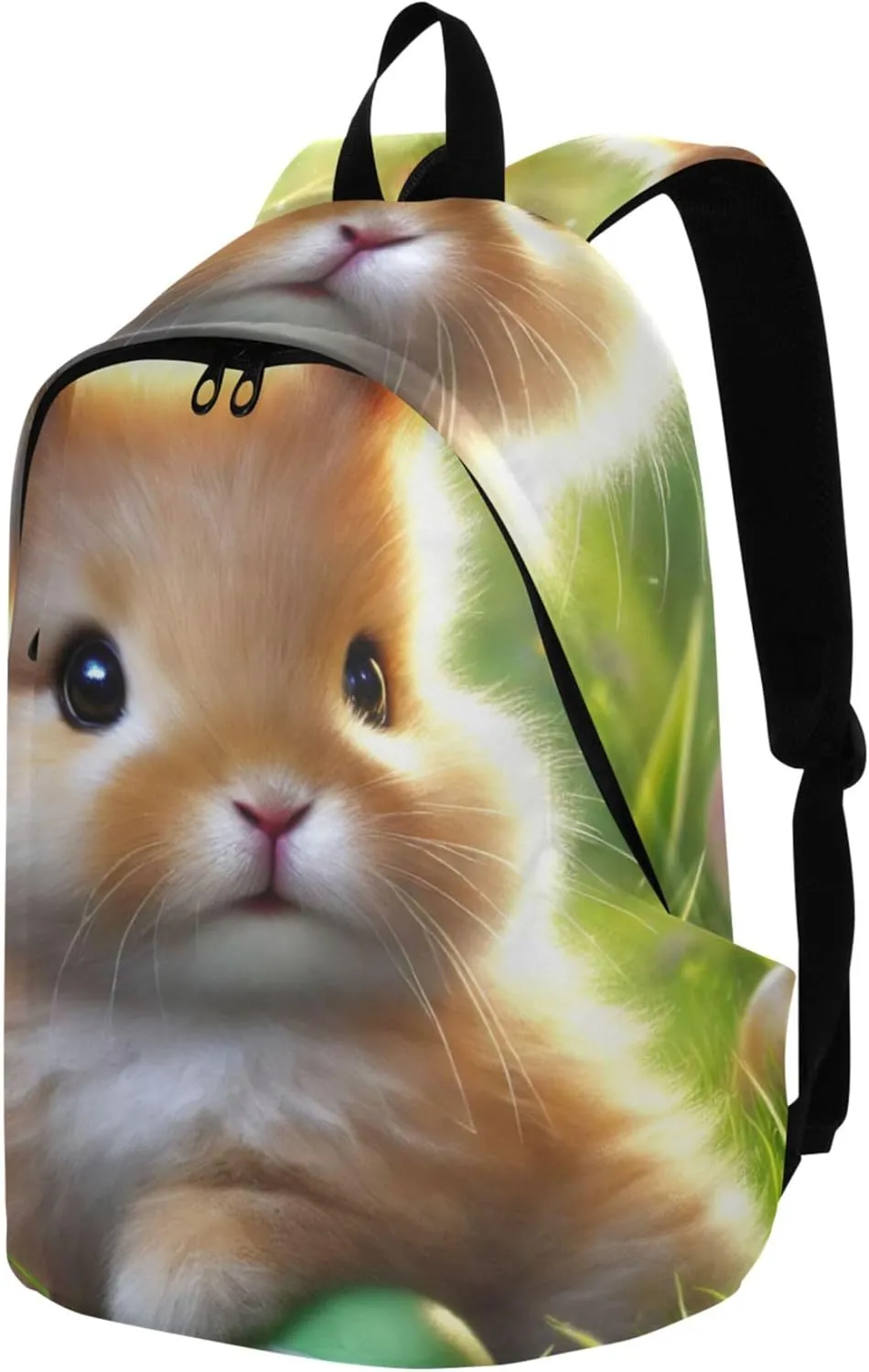 CHIFIGNO Casual Daypack Backpacks for Women Cute Bunny Green Meadow Lightweight Bookbag School Backpack