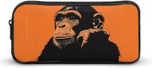 Chimpanzees Monkeys Chimps Apes Large Capacity Pencil Case with Zippered Simple Stationery Makeup Bag for Unisex
