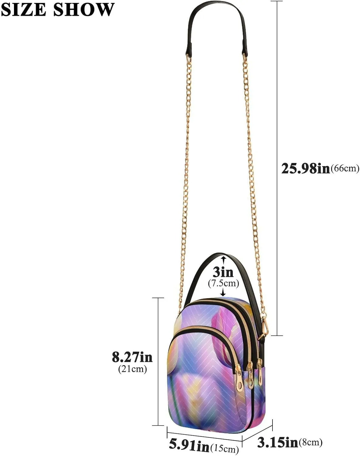Chinese Chrysanthemum Floral Triple Zip Crossbody Bag, Shoulder Handbag, Crossbody Handbags for Woman