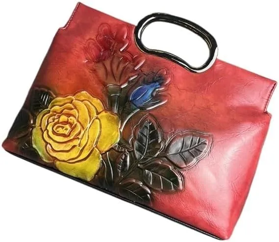 Chinese Republican Style Mother Bag | Retro Embossed Tote Handbag