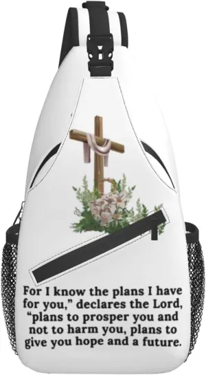 Christ Bible Sling Bag Crossbody Chest Daypack Casual Backpack Jesus Cross Shoulder Bag CasualDaypacks