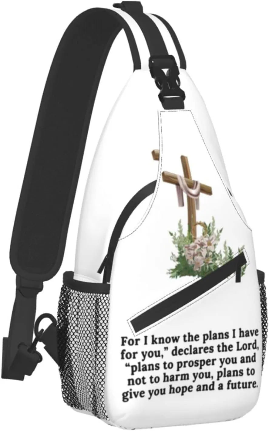Christ Bible Sling Bag Crossbody Chest Daypack Casual Backpack Jesus Cross Shoulder Bag CasualDaypacks
