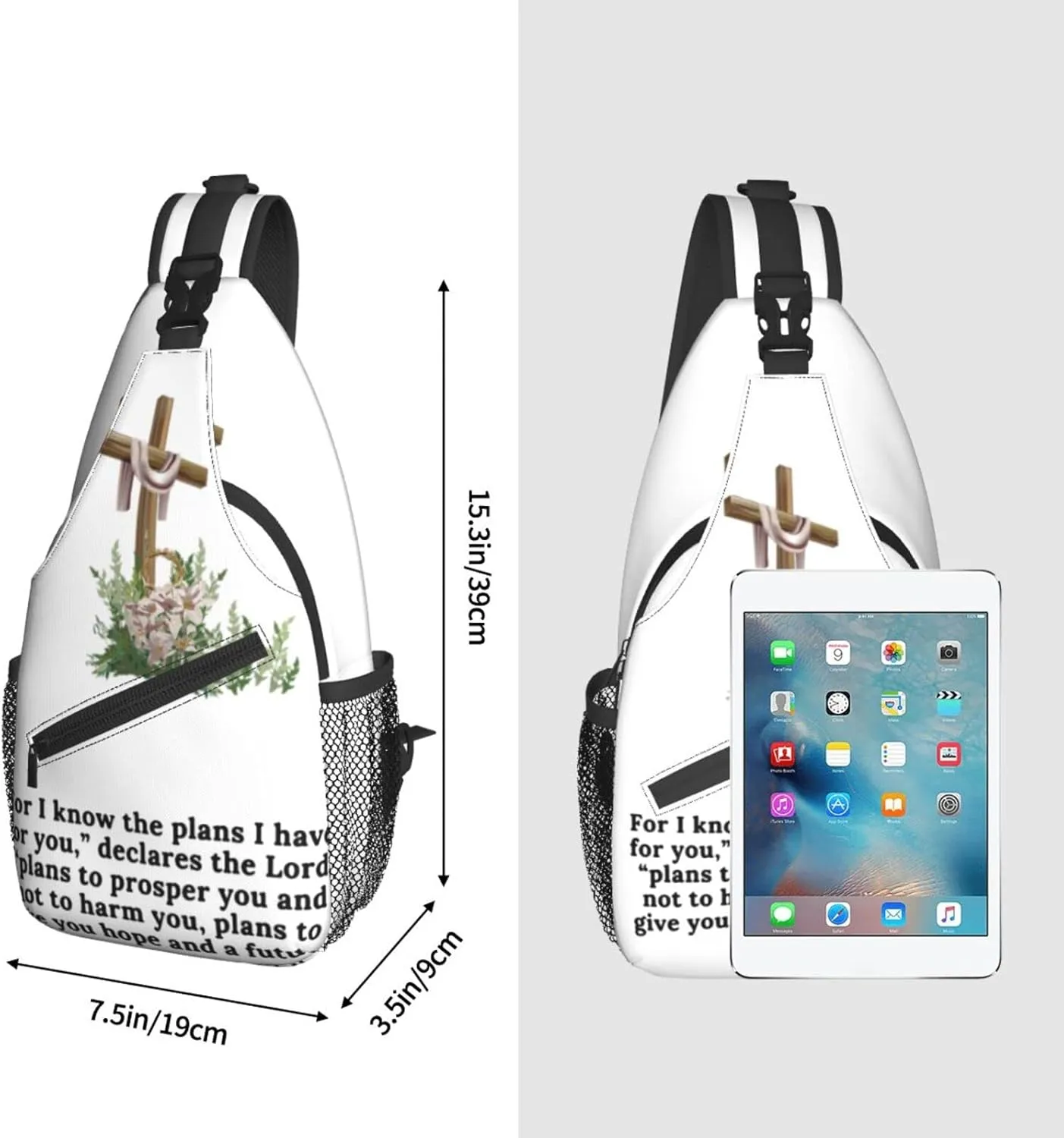 Christ Bible Sling Bag Crossbody Chest Daypack Casual Backpack Jesus Cross Shoulder Bag CasualDaypacks