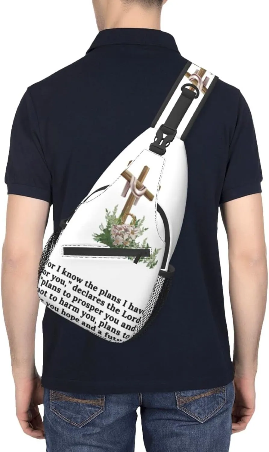 Christ Bible Sling Bag Crossbody Chest Daypack Casual Backpack Jesus Cross Shoulder Bag CasualDaypacks