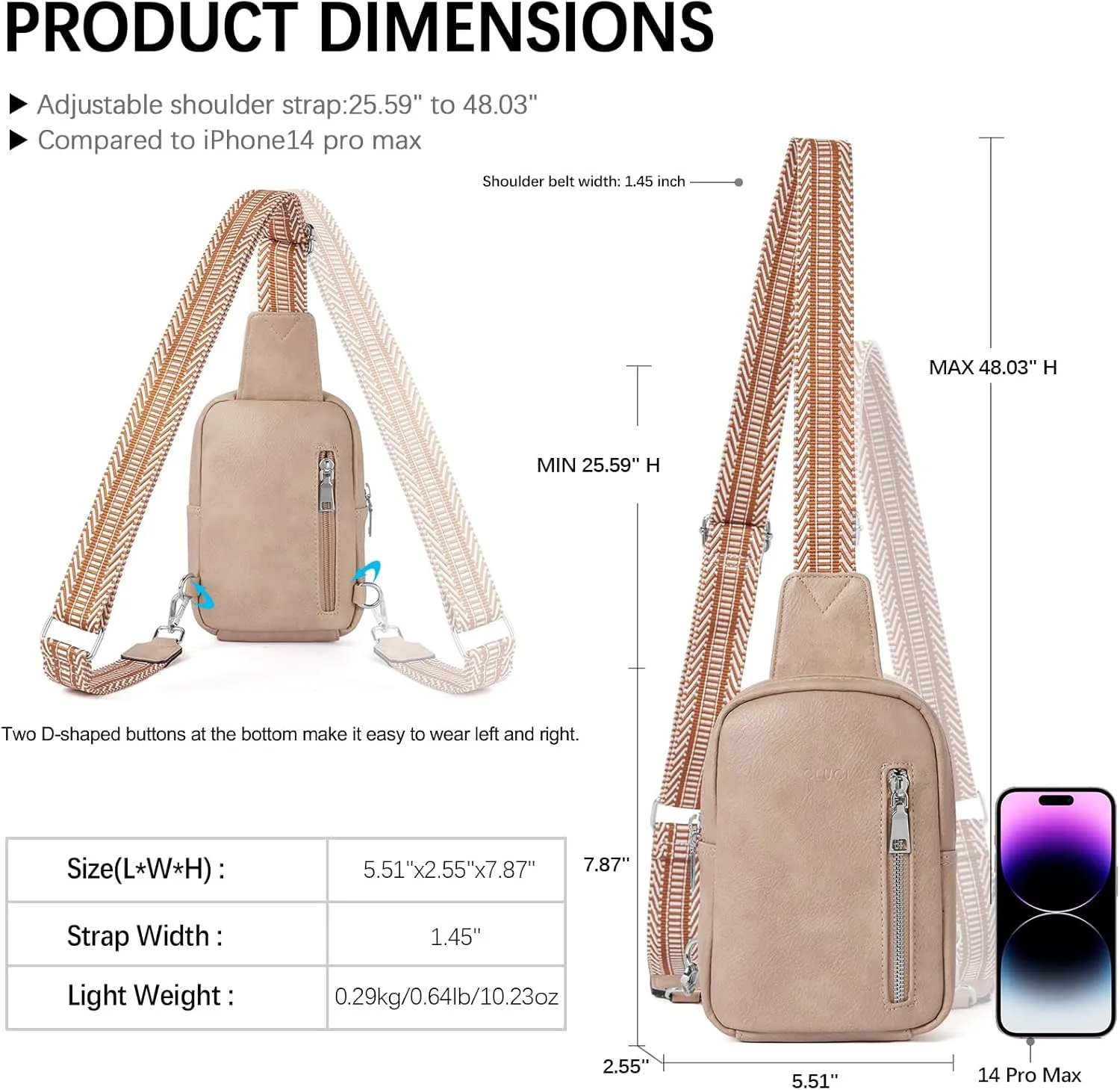 CLUCI Small Sling Bag for Women Vegan Leather Crossbody Chest Bags Trendy, Women's Fanny Pack