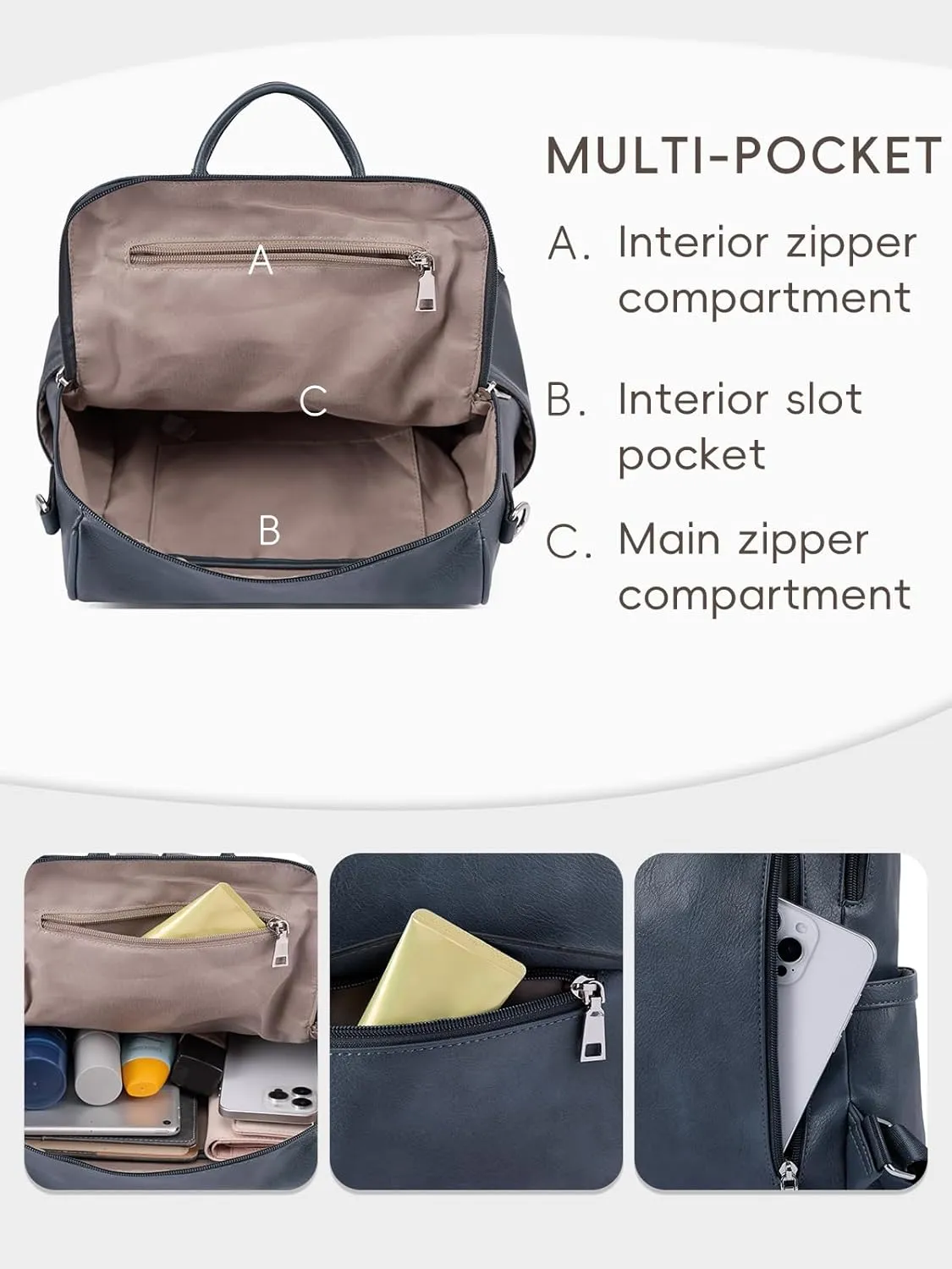CLUCI Womens Backpack Purse Leather Anti-theft Large Fashion Designer Travel Bag Ladies Shoulder Bags