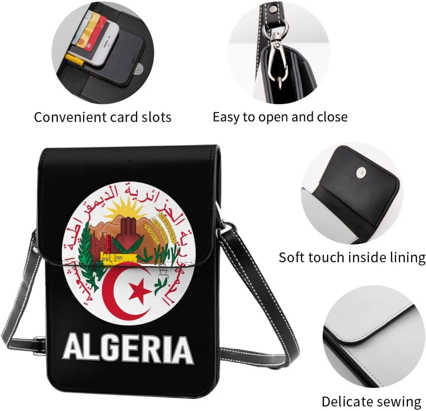 Coat of Arms of Angola Flag Angolan Emblem Small Crossbody Purse Cell Phone Bag for Women