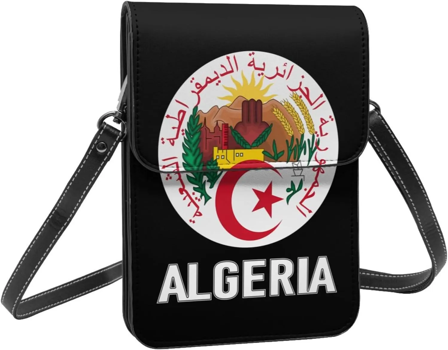 Coat of Arms of Angola Flag Angolan Emblem Small Crossbody Purse Cell Phone Bag for Women