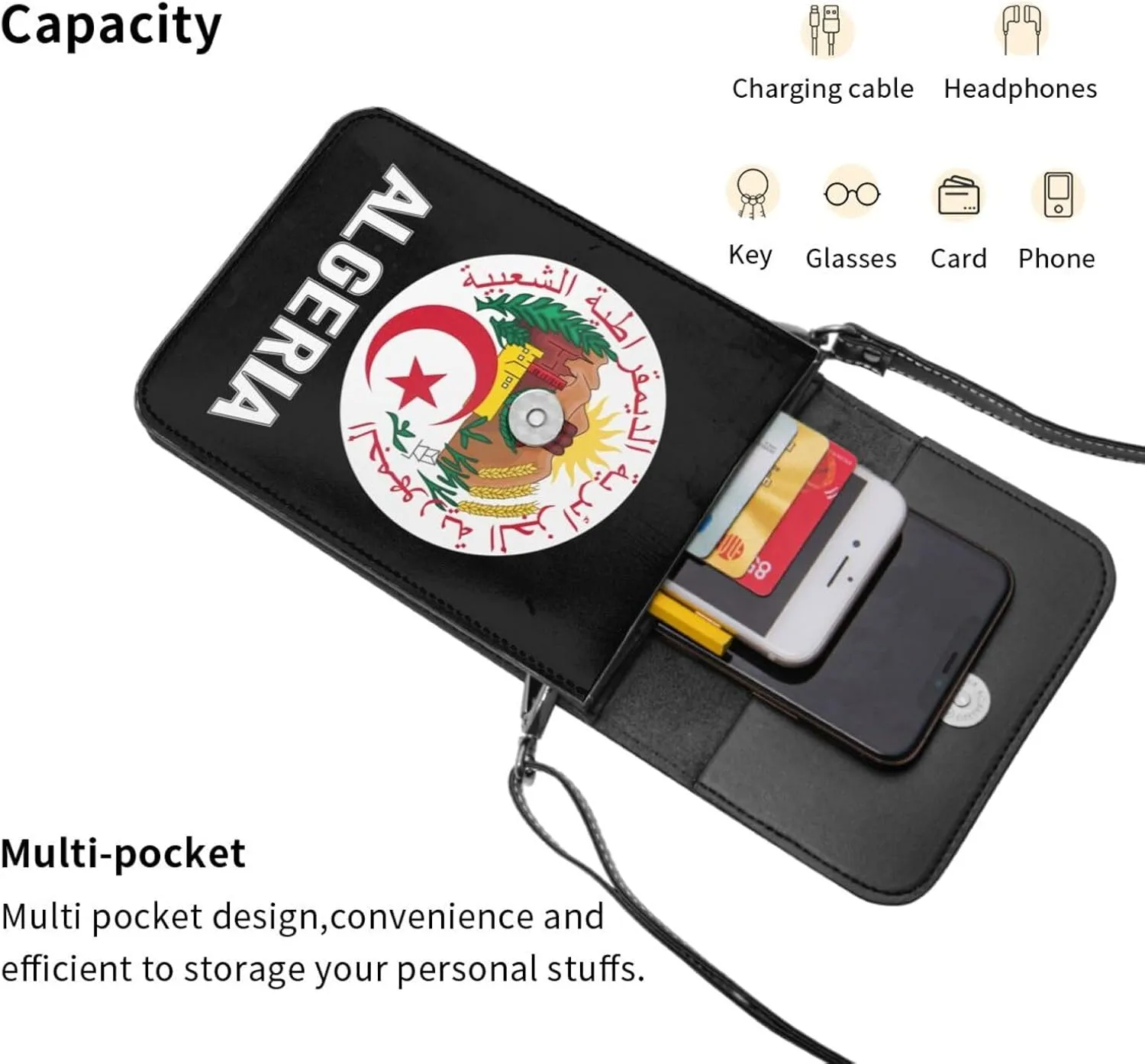Coat of Arms of Angola Flag Angolan Emblem Small Crossbody Purse Cell Phone Bag for Women