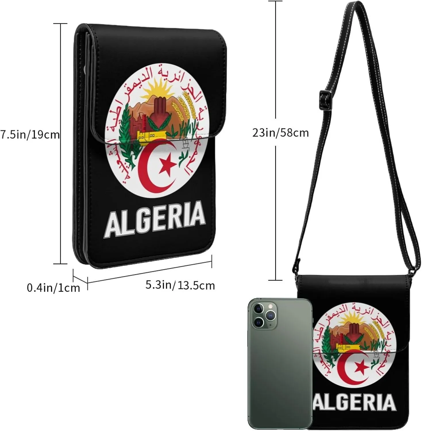 Coat of Arms of Angola Flag Angolan Emblem Small Crossbody Purse Cell Phone Bag for Women