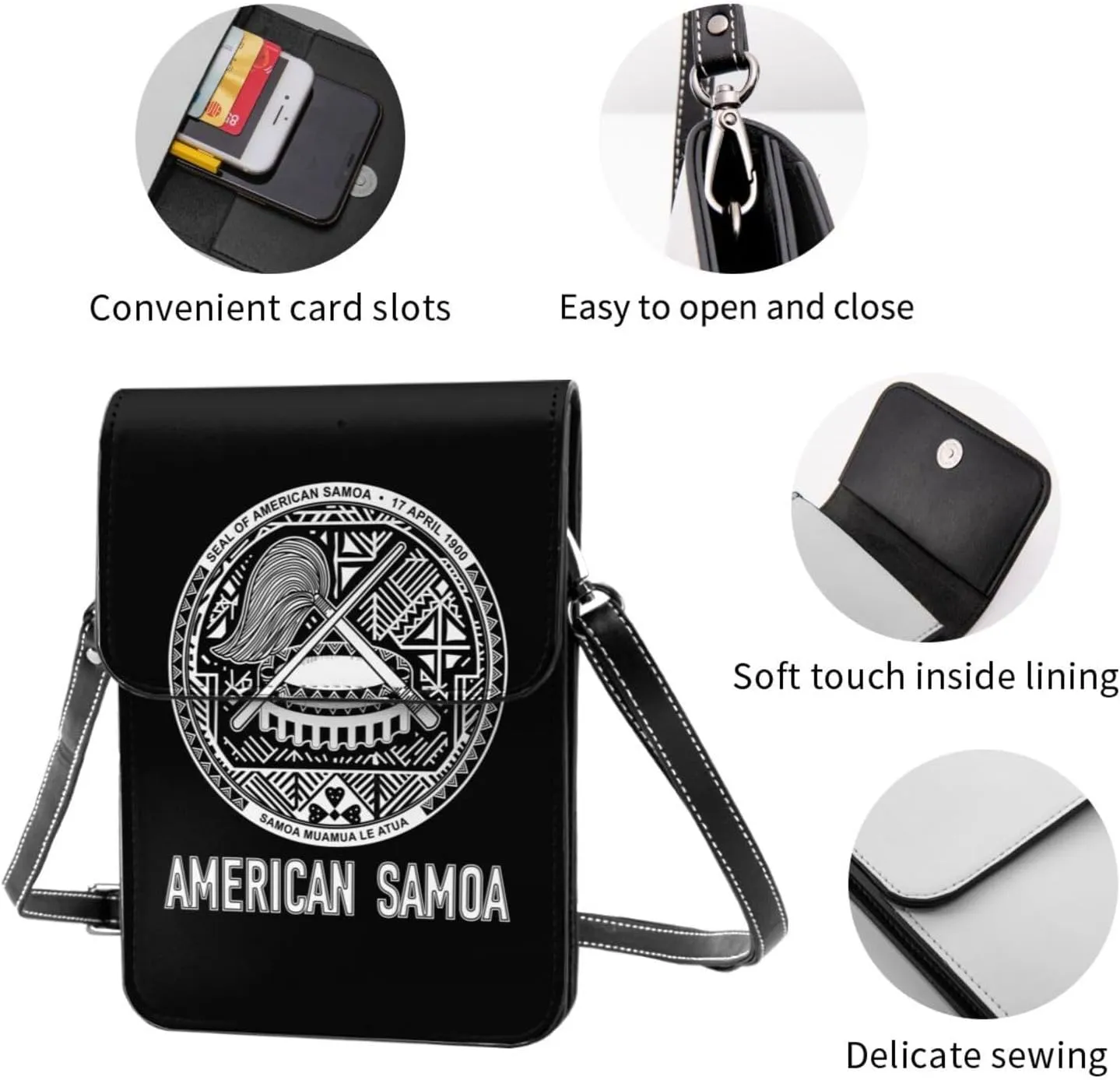 Coat of Arms of Angola Flag Angolan Emblem Small Crossbody Purse Cell Phone Bag for Women