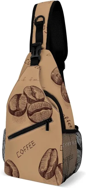 Coffee Beans Sling Backpack, Crossbody Shoulder Bag, Chest Bags for Outdoor Travel Fitness, 38x20cm, Style-2