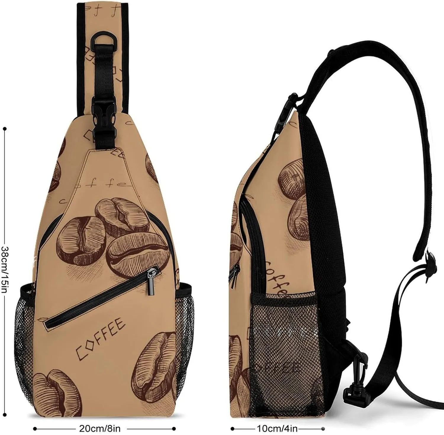 Coffee Beans Sling Backpack, Crossbody Shoulder Bag, Chest Bags for Outdoor Travel Fitness, 38x20cm, Style-2