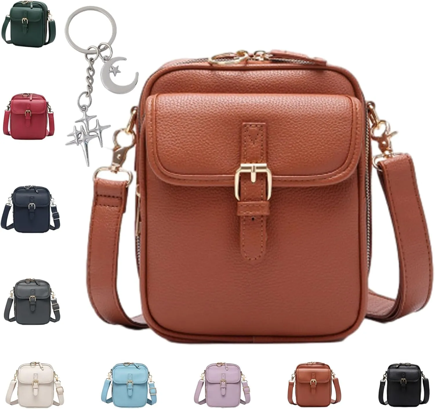 Collaboraten1 Crossbody Leather Bag, Urvashi Crossbody Leather Bag, Adjustable Shoulder Strap 10Card Slots Shoulder Bags