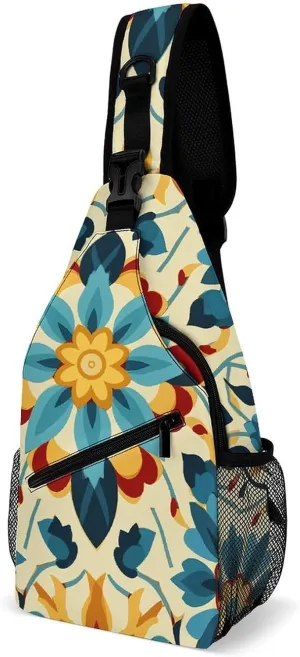 Colorful Arabic Editable File Yellow Crossbody Small Sling Backpack Sling Bag for Women Men Travel Hiking Chest Bag Daypack