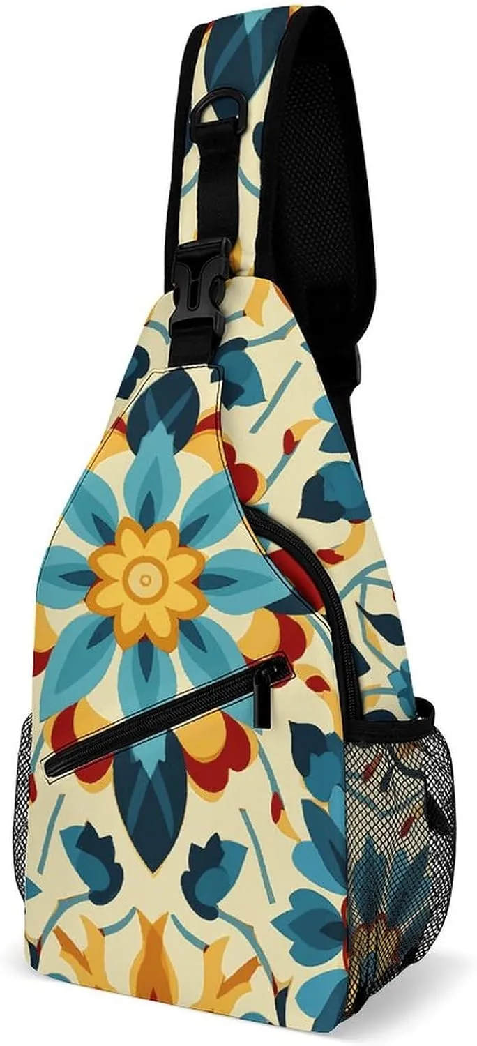 Colorful Arabic Editable File Yellow Crossbody Small Sling Backpack Sling Bag for Women Men Travel Hiking Chest Bag Daypack