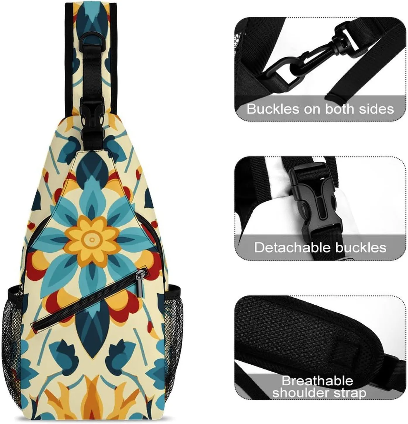 Colorful Arabic Editable File Yellow Crossbody Small Sling Backpack Sling Bag for Women Men Travel Hiking Chest Bag Daypack
