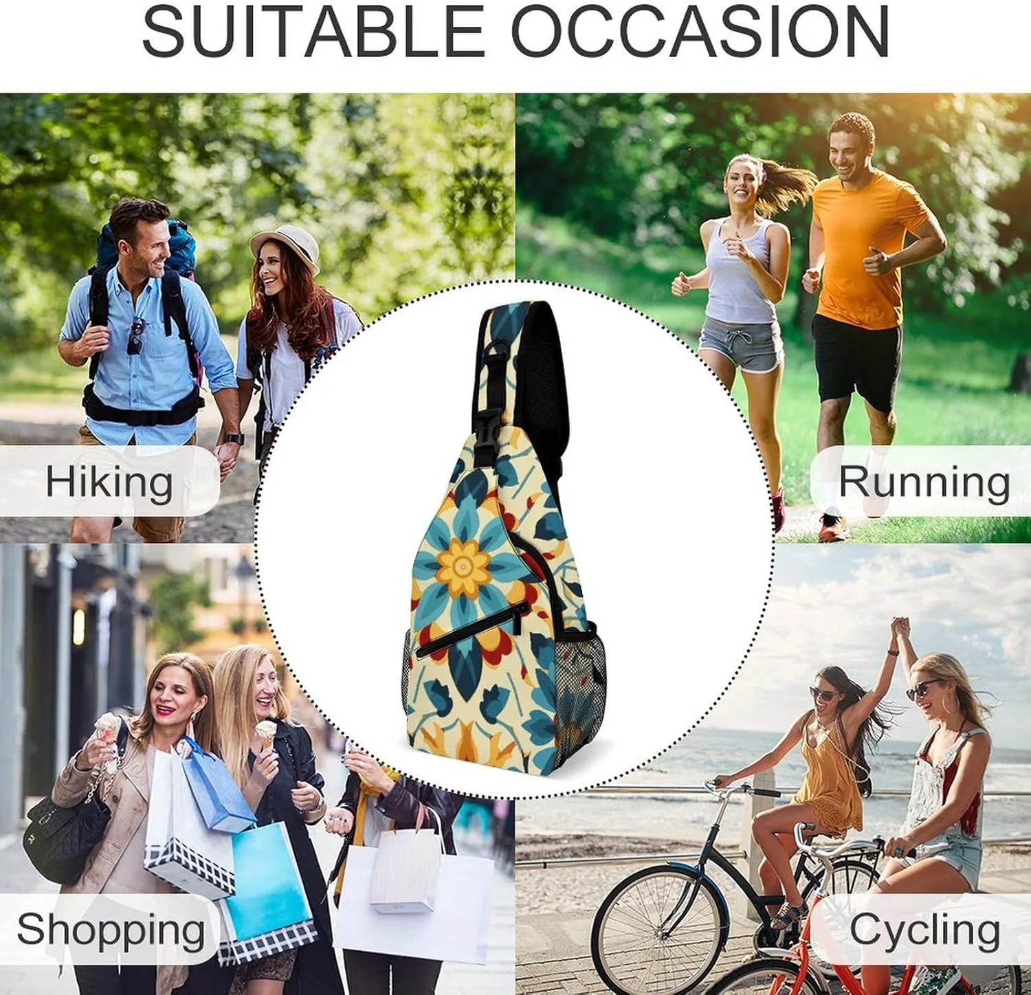 Colorful Arabic Editable File Yellow Crossbody Small Sling Backpack Sling Bag for Women Men Travel Hiking Chest Bag Daypack
