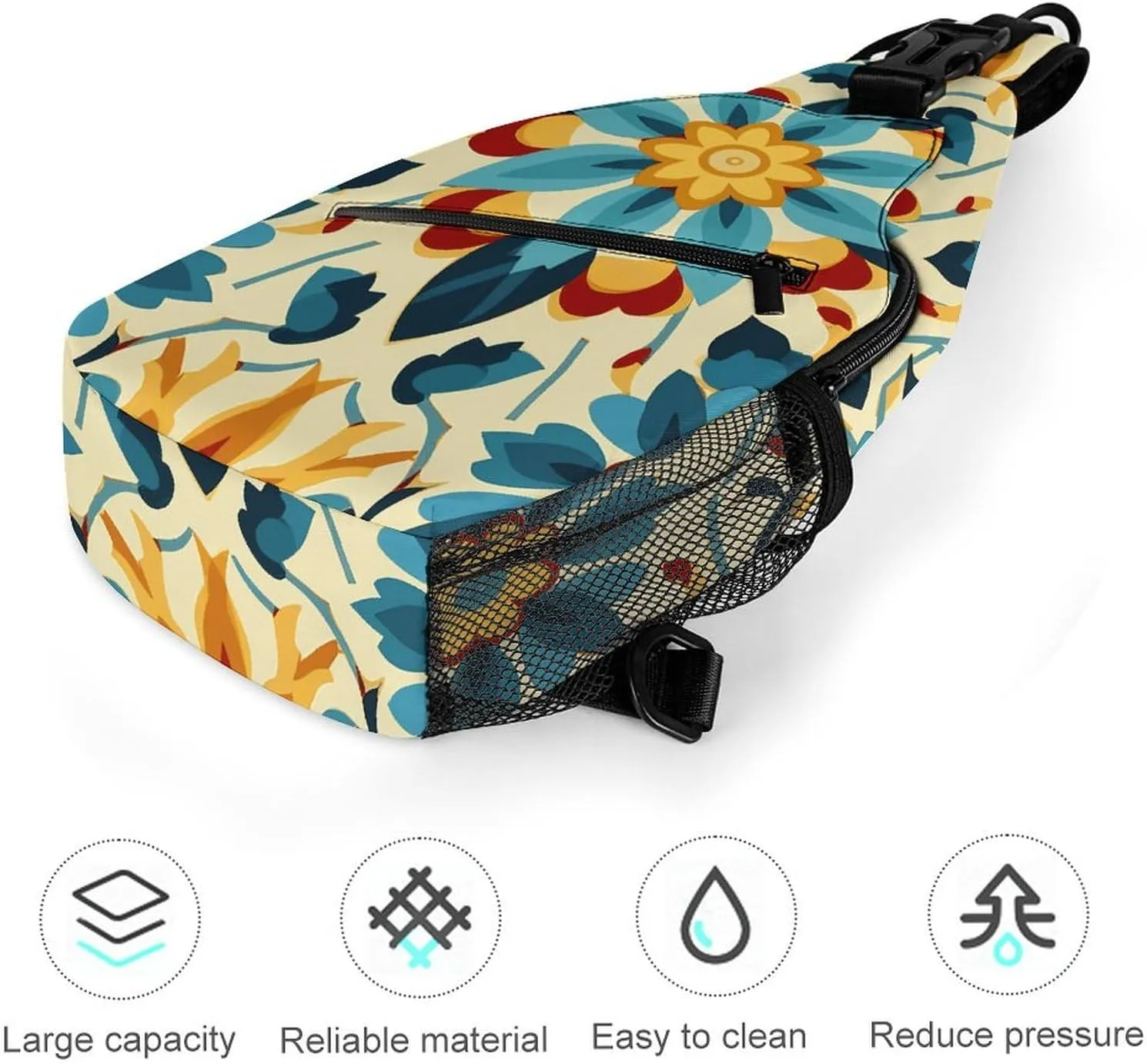 Colorful Arabic Editable File Yellow Crossbody Small Sling Backpack Sling Bag for Women Men Travel Hiking Chest Bag Daypack