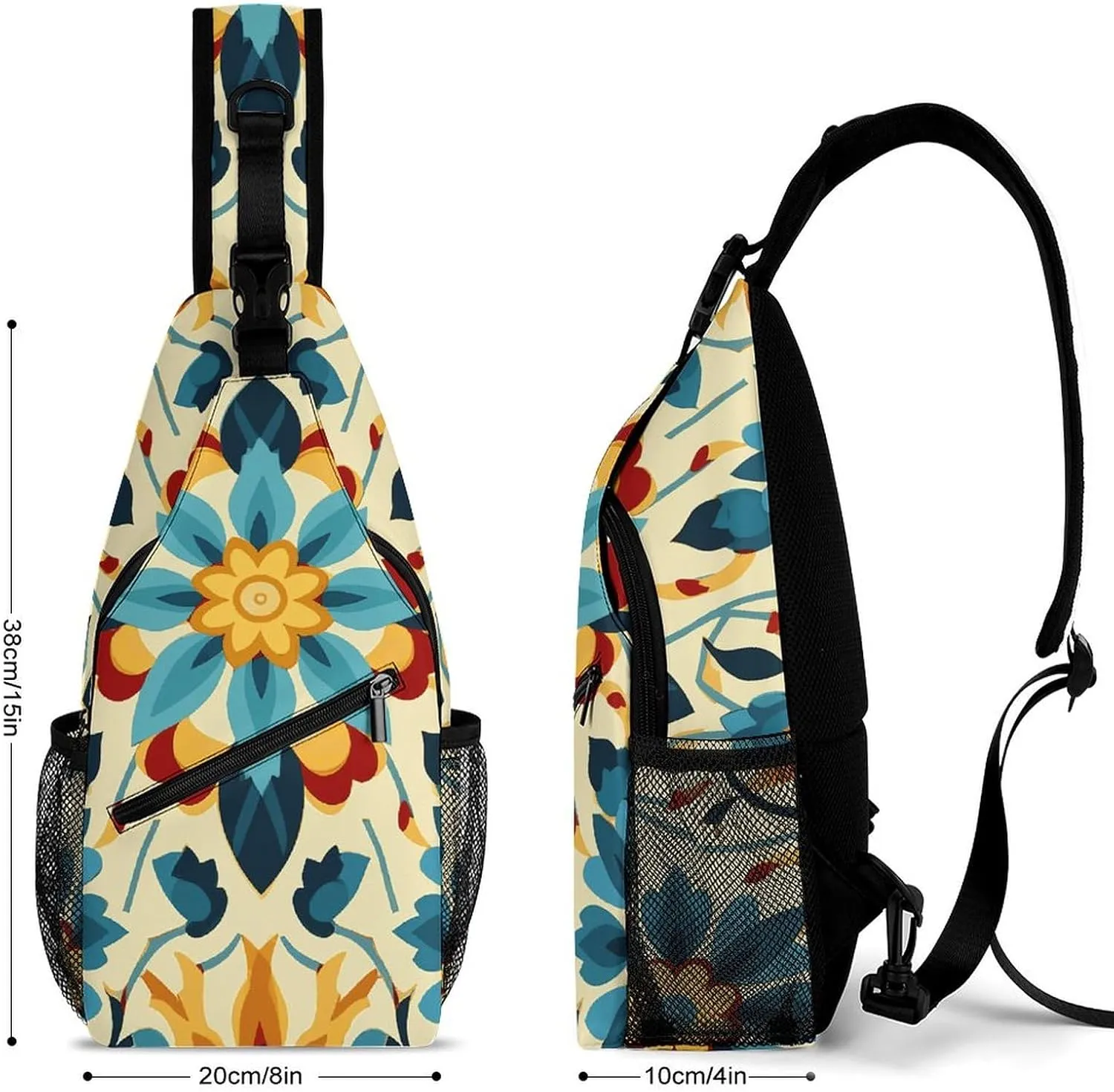 Colorful Arabic Editable File Yellow Crossbody Small Sling Backpack Sling Bag for Women Men Travel Hiking Chest Bag Daypack
