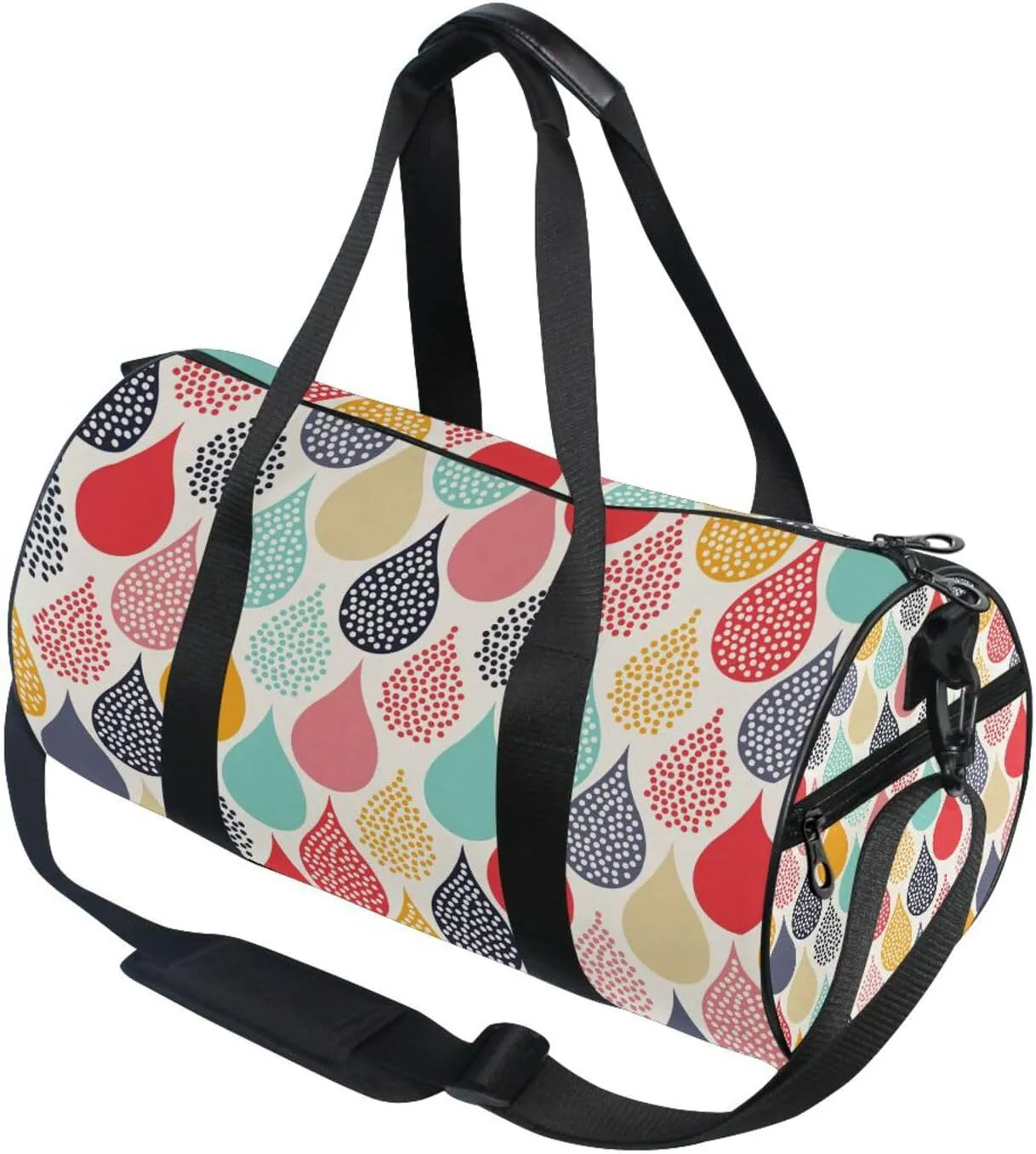 Colorful Hand Drawn Water Droplet Seamless Portable Gym Bag, Travel Bag, Luggage bag, Sports Bag, Toiletry Bag with Handles, Detachable Shoulder Strap 17.6 x 9 x 9 inch