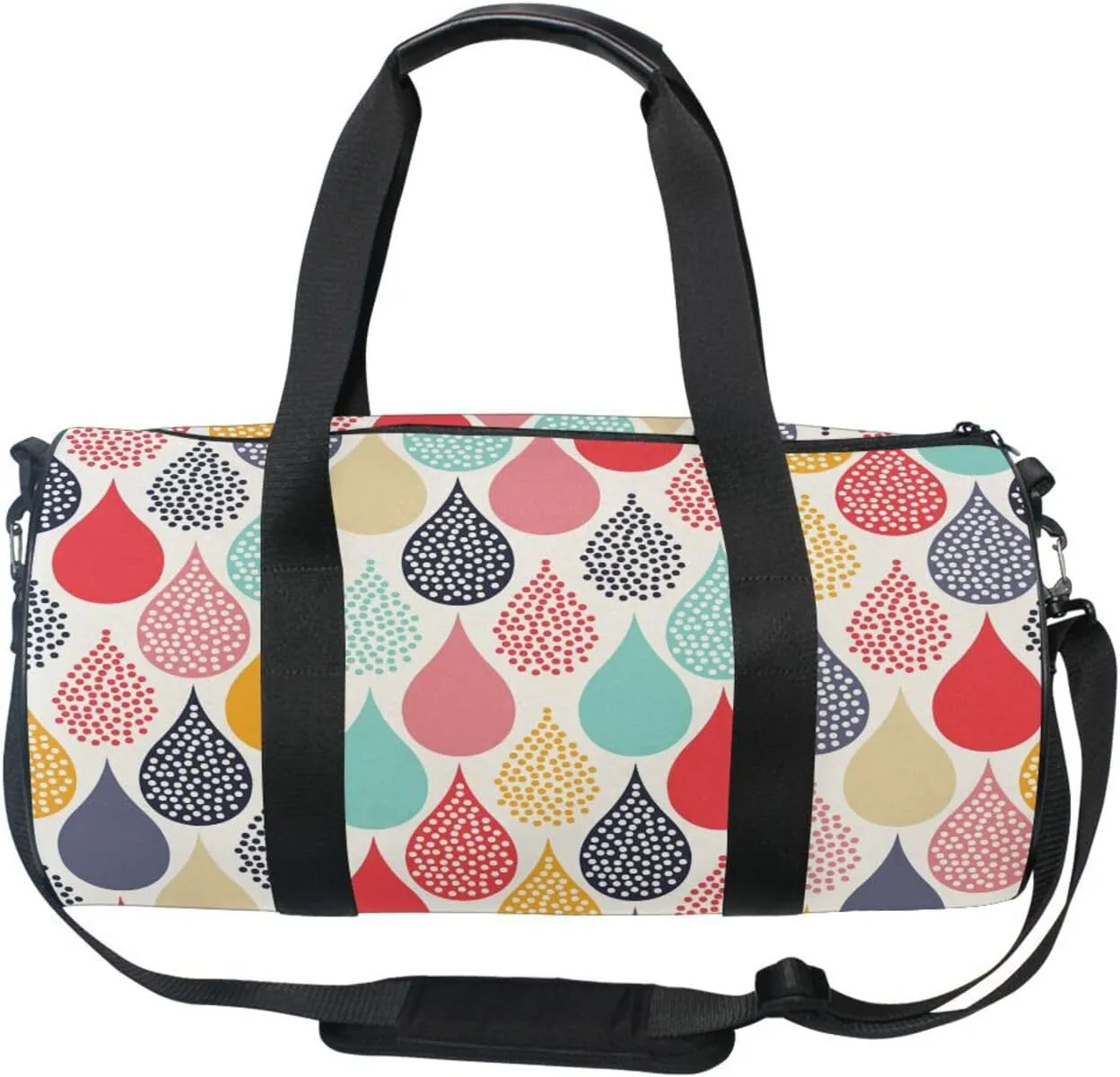 Colorful Hand Drawn Water Droplet Seamless Portable Gym Bag, Travel Bag, Luggage bag, Sports Bag, Toiletry Bag with Handles, Detachable Shoulder Strap 17.6 x 9 x 9 inch
