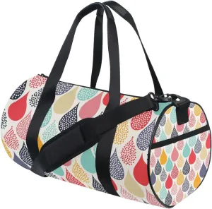 Colorful Hand Drawn Water Droplet Seamless Portable Gym Bag, Travel Bag, Luggage bag, Sports Bag, Toiletry Bag with Handles, Detachable Shoulder Strap 17.6 x 9 x 9 inch