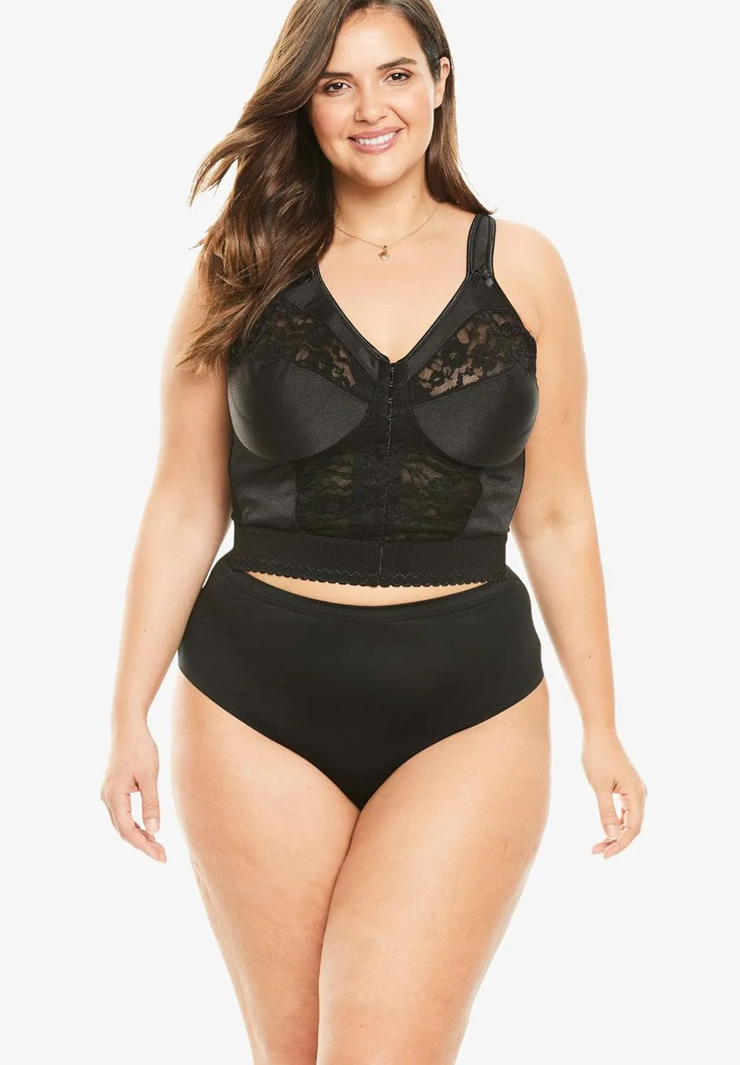 Comfort Choice Women's Plus Size Easy Enhancer Wireless Longline Posture Bra