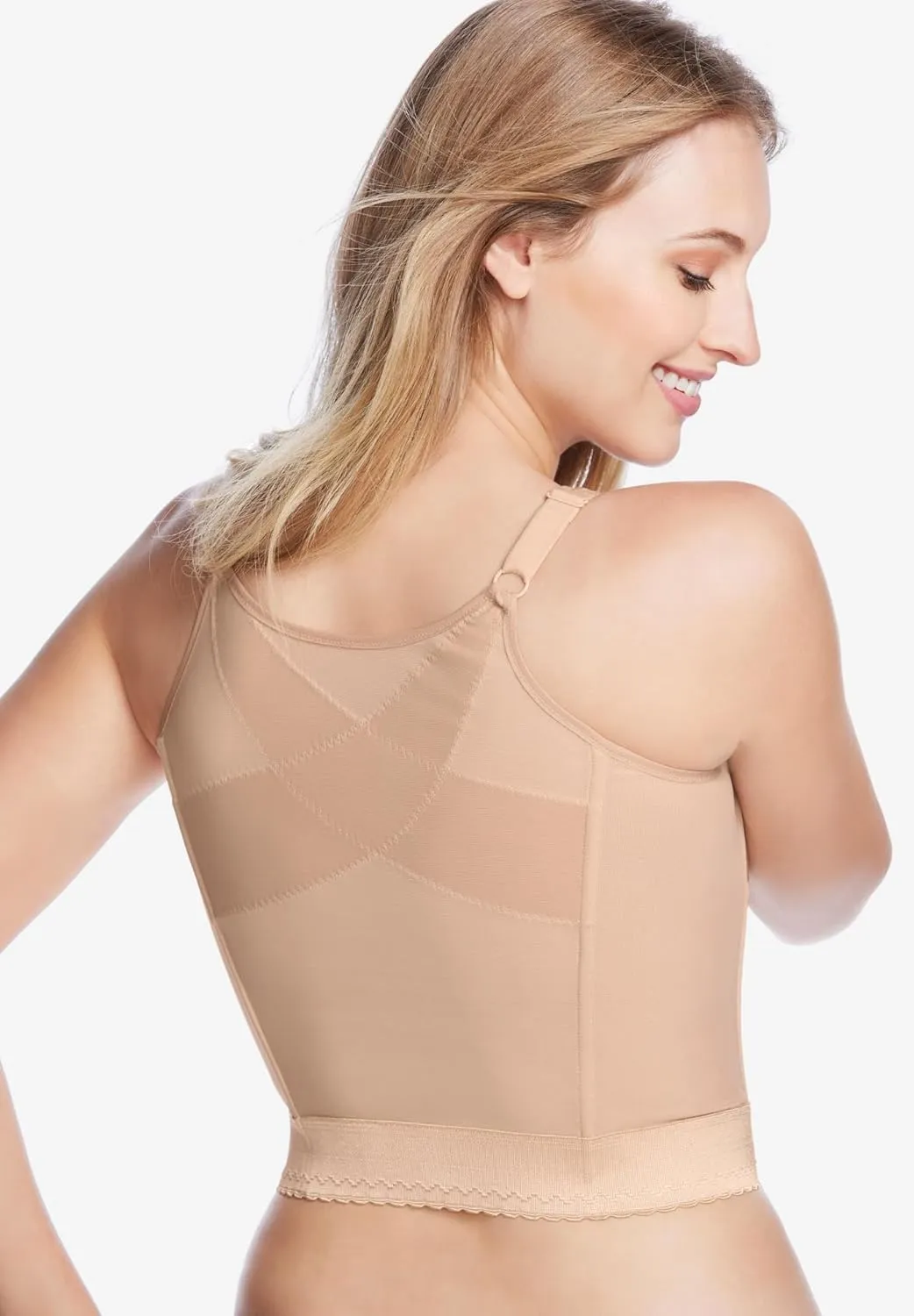 Comfort Choice Women's Plus Size Easy Enhancer Wireless Longline Posture Bra
