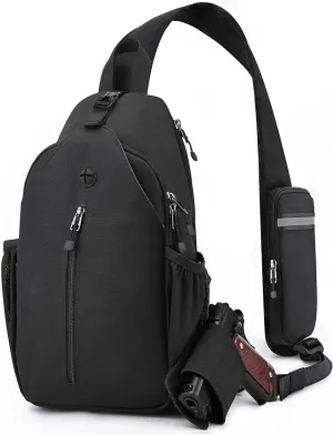 Concealed Carry Bag for Men, YKK Zippers Crossbody Sling Backpack edc Bag with Gun Holsters, Travel Hiking Chest Bag Daypack
