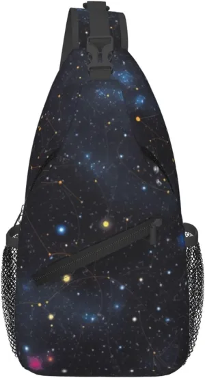 Constellation Star Clusters Galaxies Sling Bag Waterproof Lightweight Crossbody Shoulder Backpack Chest Bags Travel Hiking Casual Daypack For Women Men
