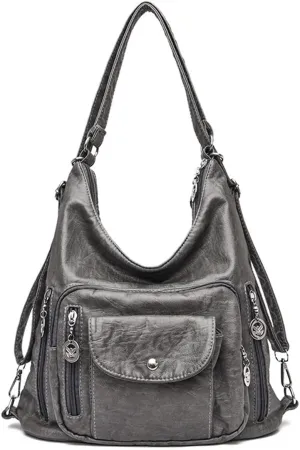 Convertible Backpack Purse for Women PU Leahter Handbag Fashion Hobo Multiple Pockets Tote Satchel Shoulder Bag