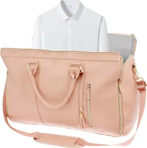 Convertible Duffel Garment Bag, Garment Duffle Bags for Travel, Weekender Bag with Shoe Pouch, Large Carry on Garment Bag for Women, 2 in 1 Hanging Suitcase Suit (Pink)