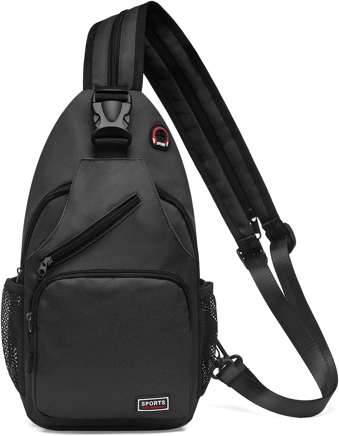 Convertible Sling Bag Crossbody Backpack, 12.9-Inch Pads Bags with Headphone Jack Shoulder Bag Casual Pack for Women Men Hiking Travel Cycling (Black)