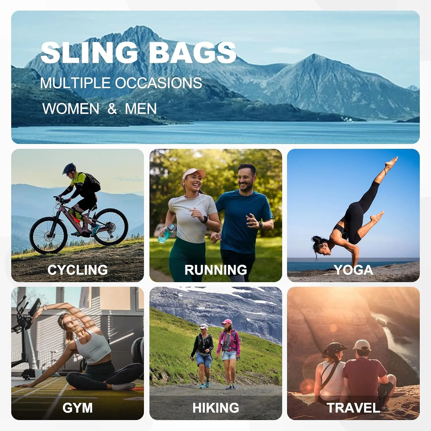 Convertible Sling Bag Crossbody Backpack, 12.9-Inch Pads Bags with Headphone Jack Shoulder Bag Casual Pack for Women Men Hiking Travel Cycling (Black)