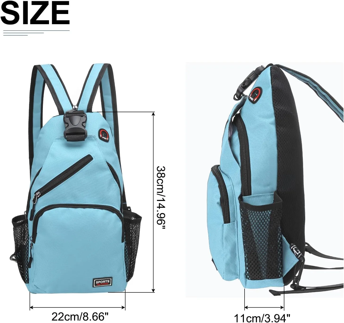 Convertible Sling Bag Crossbody Backpack - 8.5"x15" (LXH) Good for Women Men Hiking Travel Cycling - Multifunctional Shoulder Bag Casual Packs with Headphone Jack - Blue