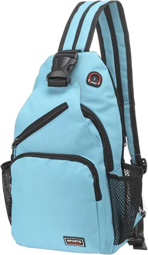 Convertible Sling Bag Crossbody Backpack - 8.5"x15" (LXH) Good for Women Men Hiking Travel Cycling - Multifunctional Shoulder Bag Casual Packs with Headphone Jack - Blue